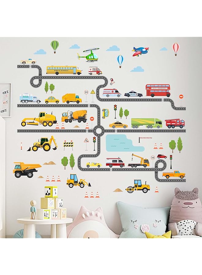 erorex Large Construction Vehicles Car Wall Stickers Trucks Excavator Tractor Wall Decals Kids Boys Bedroom Playroom Daycare Wall Decor - Image 1