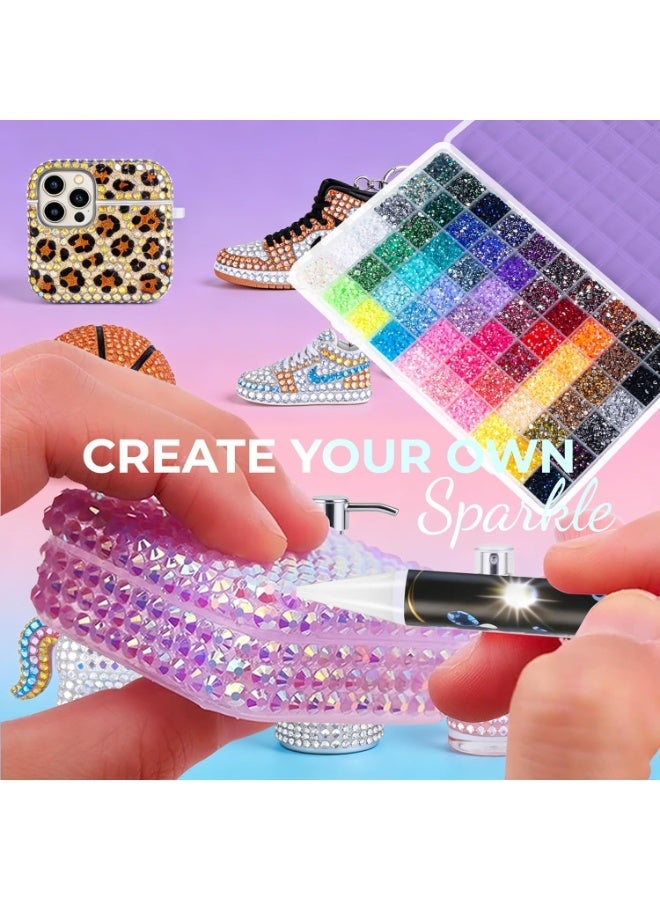 ATRJSZ Bedazzling Kit 48000Pcs 60 Colors Resin Jelly Rhinestones, Multicolor 3mm Flatback Gems for Diamond Art, Bedazzler Kit with 4Pcs 10ml B7000 Jewelry Glue & Tools for DIY Nail Art Crafting Book Makeup - Image 2