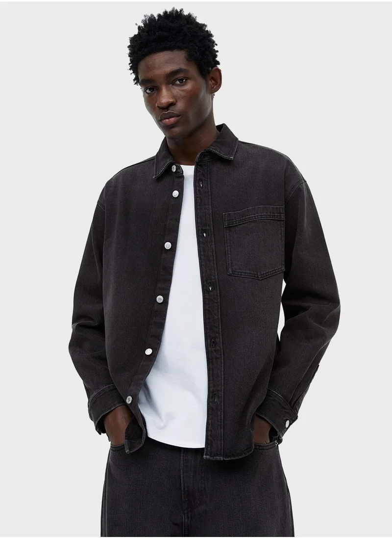 H&M Pocket Detail Regular Fit Denim Shirt