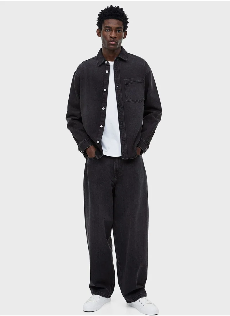 H&M Pocket Detail Regular Fit Denim Shirt