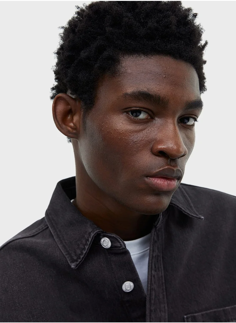 H&M Pocket Detail Regular Fit Denim Shirt