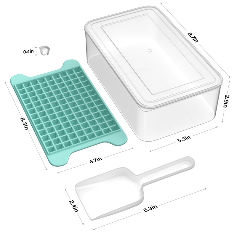 FDDBI Mini Ice Cube Tray for Freezer: FDDBI Small Ice Trays for Freezer with Bin - 117Ã—4PCS Easy Release Nugget Ice Tray - Crushed Ice Tray with Container - Image 2