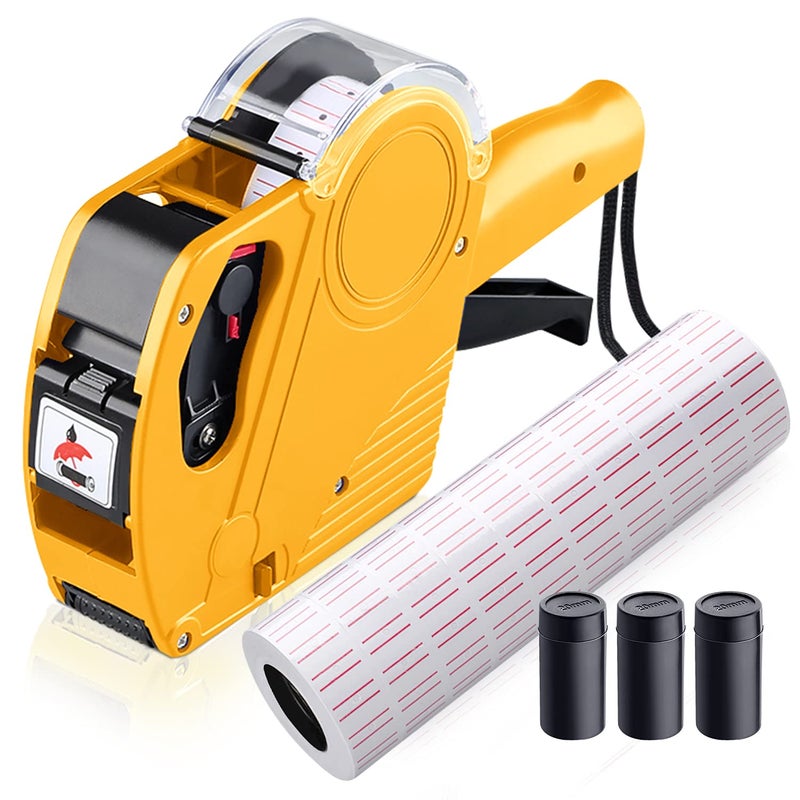 MX5500 8 Digits Price Tag Gun Price Gun Kit with 3 Ink Refill Pricing Gun Premium Label Gun Label Maker Pricing for Office Retail Shop Grocery Store Organization Marking Yellow