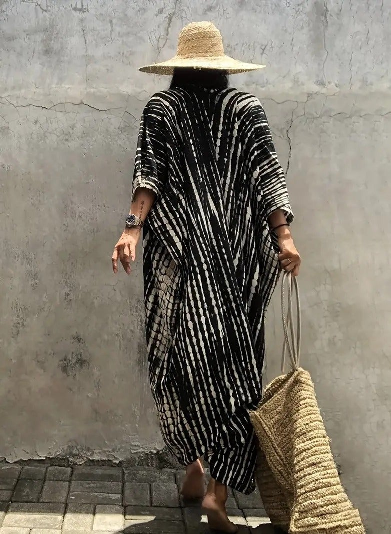 GRKC Stylish Tie Dye Open Front Long Kimono Swimsuit Cover Up for Women, Perfect Beach Resort Vacation Swimwear Shawl - Image 2