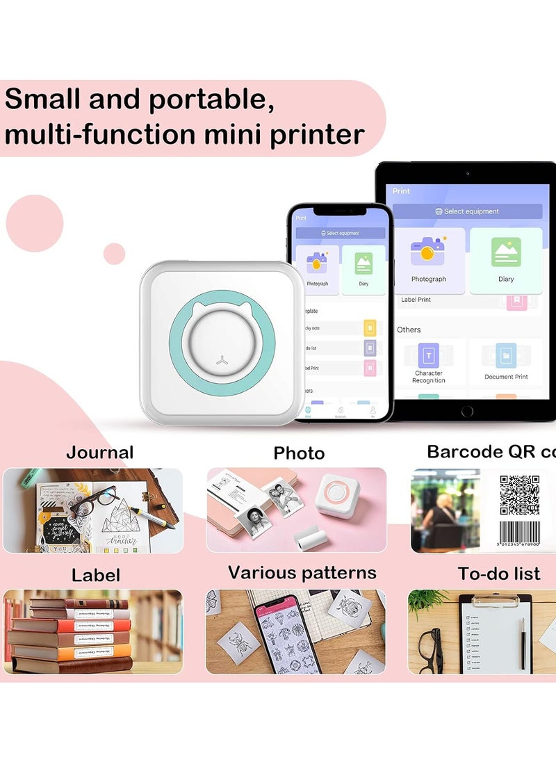 Generic Mini Pocket Sticker Printer Bluetooth Wireless Portable Mobile Printer Machine Thermal Printer For Notes Memo Photo Pocket Label Receipt Printer Compatible With iOS And Android  - Image 3