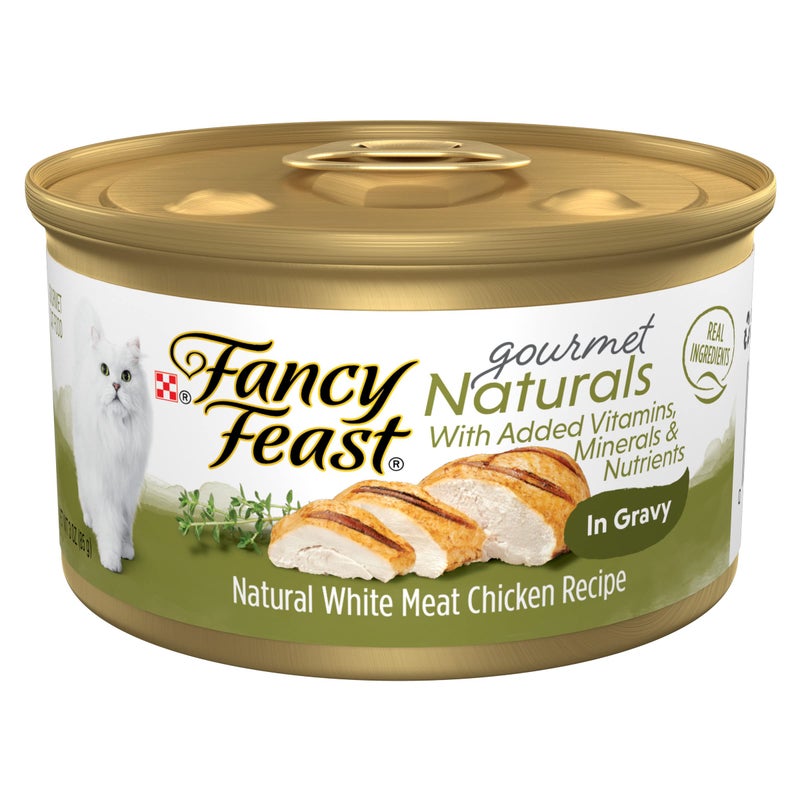 Fancy Feast طعام قطط رطب من بورينا فانسى فيست ناتشورالز وصفة دجاج أبيض في صلصة - (عبوة من 12) علب 3 أونصات - Image 1