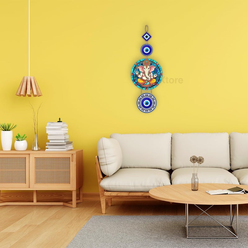 XTORE Decorative Wall Art MDF Wooden Hanger for Living Room | Bedroom | Office | Kitchen | Evil Eye | Nazar Raksha |Home Decor - Pack of 1 - Image 3
