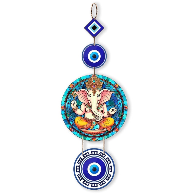 XTORE Decorative Wall Art MDF Wooden Hanger for Living Room | Bedroom | Office | Kitchen | Evil Eye | Nazar Raksha |Home Decor - Pack of 1 - Image 1