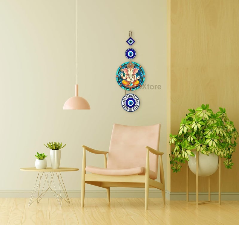 XTORE Decorative Wall Art MDF Wooden Hanger for Living Room | Bedroom | Office | Kitchen | Evil Eye | Nazar Raksha |Home Decor - Pack of 1 - Image 5