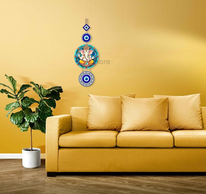 XTORE Decorative Wall Art MDF Wooden Hanger for Living Room | Bedroom | Office | Kitchen | Evil Eye | Nazar Raksha |Home Decor - Pack of 1 - Image 2
