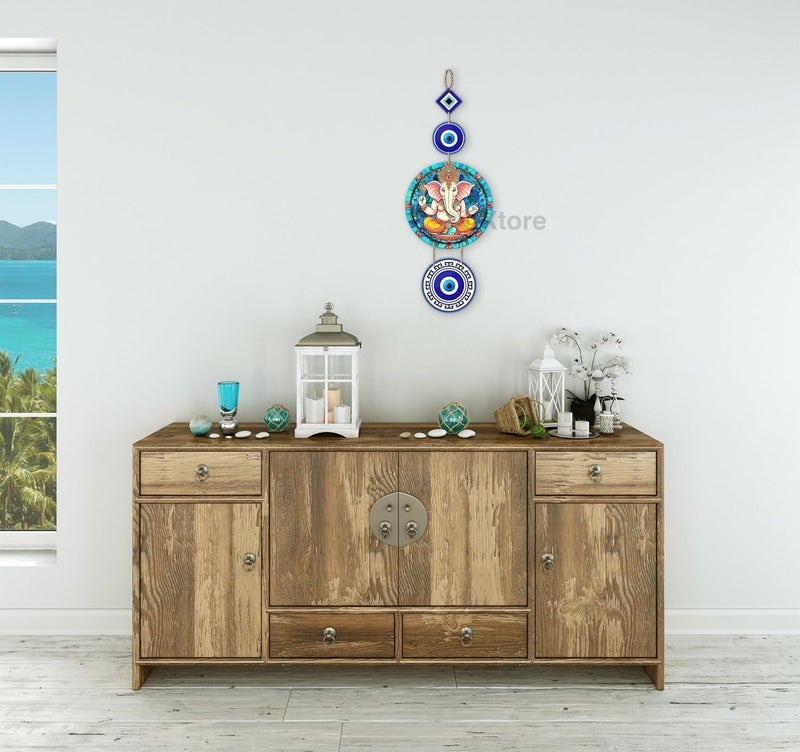 XTORE Decorative Wall Art MDF Wooden Hanger for Living Room | Bedroom | Office | Kitchen | Evil Eye | Nazar Raksha |Home Decor - Pack of 1 - Image 4