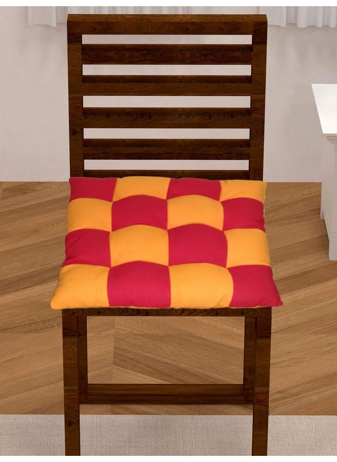 Lushomes - Chair Pads, Red With Orange, Reversible, Driver Seat Cushion For Car, Dining Chair Cushion, Cushion For Car, Tie Up Cushions For Chairs, Cotton Cushion (15 Inch X15 Inch, 1 Pc) - Image 1