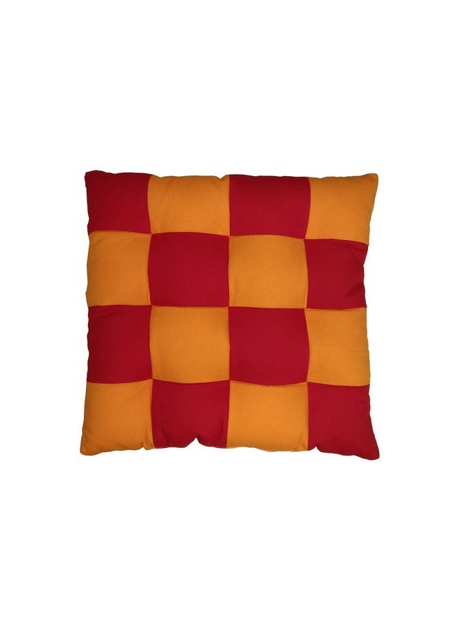 Lushomes - Chair Pads, Red With Orange, Reversible, Driver Seat Cushion For Car, Dining Chair Cushion, Cushion For Car, Tie Up Cushions For Chairs, Cotton Cushion (15 Inch X15 Inch, 1 Pc) - Image 1