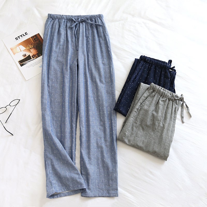 Couple Cotton Double Gauze Sleep Pants - Image 4