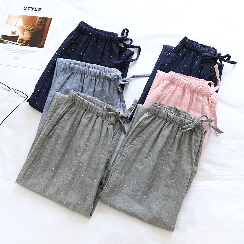 Couple Cotton Double Gauze Sleep Pants - Image 2