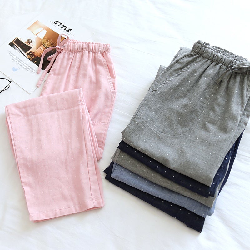 Couple Cotton Double Gauze Sleep Pants - Image 1