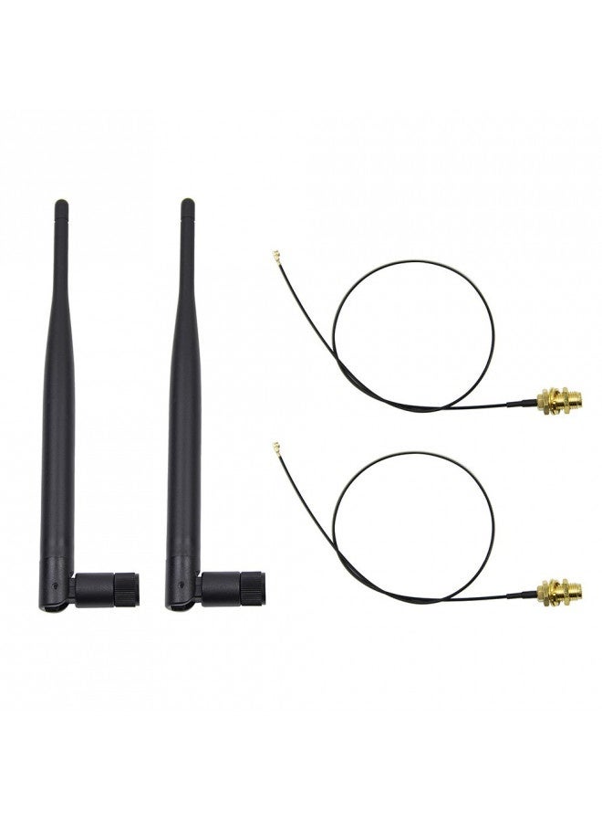 Highfine 2 X 2.4Ghz 6Dbi Indoor Omni-Directional Wifi Antenna 802.11N/B/G Rp-Sma Female Connector + 2 X 20Cm/8" U.Fl/Ipex To Rp-Sma Pigtail Antenna Wifi Cable - Image 2