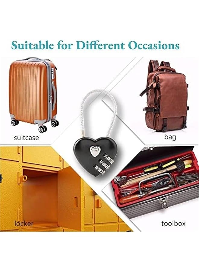 Heart Shape Code Lock compact mini size with 3 Digit Code Combination for luggage, backpack, jewelry box, hall locker(red)  - Image 5