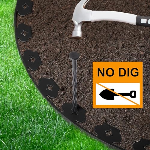 FOX & FERN Landsccape Edging/Garden Fence/Garden Border/Flower Bed Edge/Tree Surrounding | Anchoring Spikes/Nails (10 CM HT, Black) GAGE10BL - Image 3