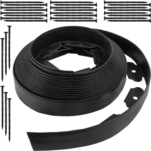 FOX & FERN Landsccape Edging/Garden Fence/Garden Border/Flower Bed Edge/Tree Surrounding | Anchoring Spikes/Nails (10 CM HT, Black) GAGE10BL - Image 1