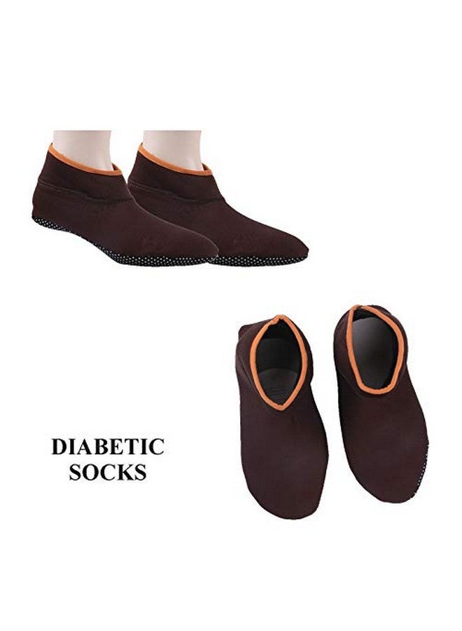 Footmate (Set Of 2 Pairs Unisex Diabetic Anti-Skid Slipper Socks | Silicone Grip In Bottom | Ideal For Diabetic Men & Women Casual- Socks For Office And Home - (Brown Color) (X-Large Size) - Image 2
