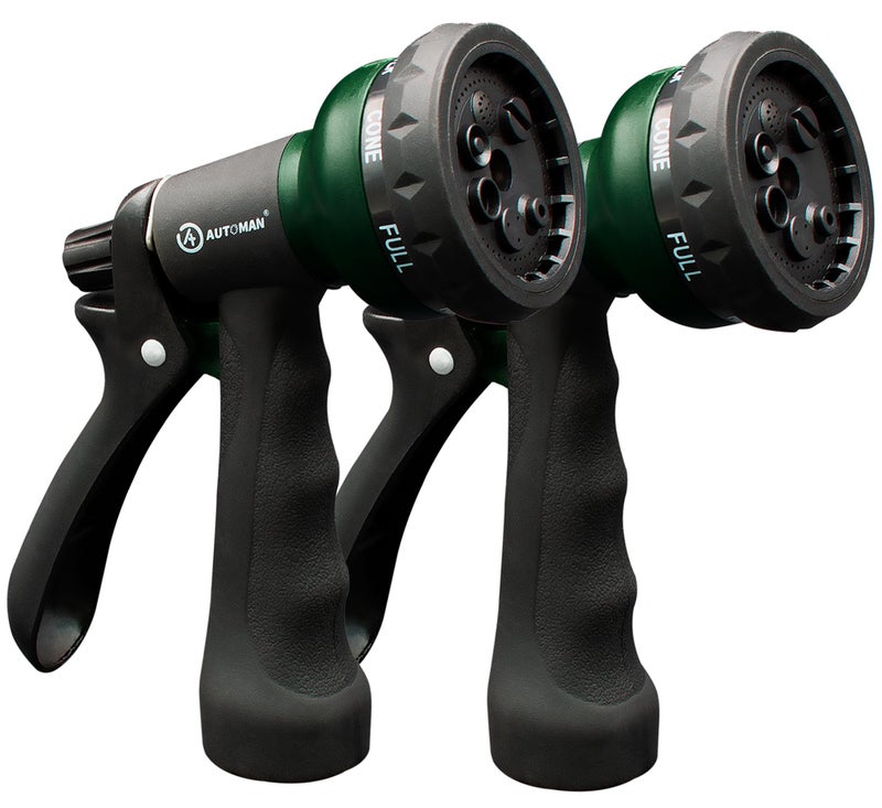 AUTOMAN Garden Hose Nozzle 2PK, ABS Water Spray Nozzle with 7 Adjustable Patterns, Slip Resistant for Watering Plants, Lawn, Garden, Washing Cars, Cleaning, Showering Pets & Outdoor Fun - Image 1