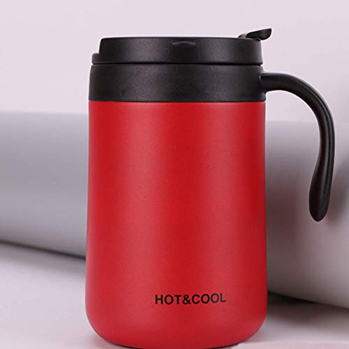 pepplo® Stainless Steel Coffee Mug Cup with Handle, Double Wall Vacuum Travel Mug, Tumbler Cup with Flip Lid, (Red, 500ML) - Image 3