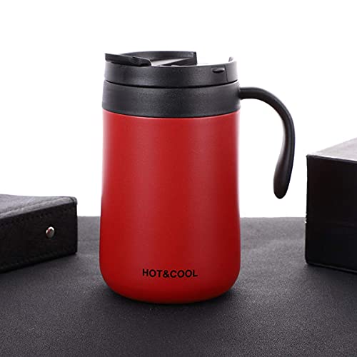 pepplo® Stainless Steel Coffee Mug Cup with Handle, Double Wall Vacuum Travel Mug, Tumbler Cup with Flip Lid, (Red, 500ML) - Image 2