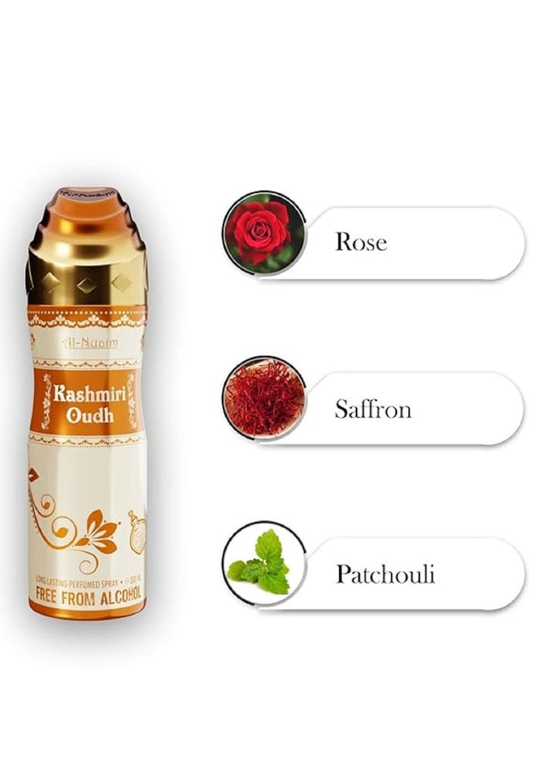 أل نواعم مزيل العرق عود كشميري خالي من الكحول من النعيم للرجال والنساء - 200 مل | بخاخ للجسم يدوم طويلاً - Image 2