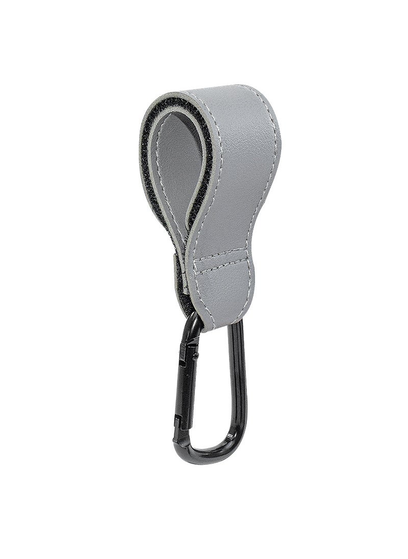 Multifunctional Leather Aluminum Carabiner Hook for Strollers Grey