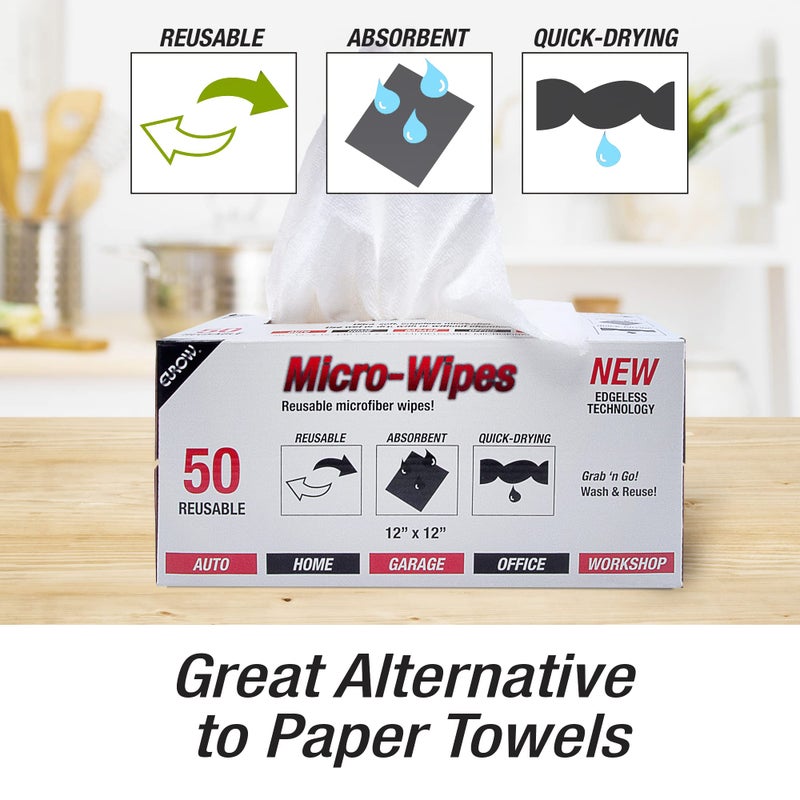 Eurow 200GSM Microfiber Cleaning and Drying Cloths with Dispenser Box, Reusable, Streak-Free, Scratch-Free, Ultra Absorbent, Edgeless for All Surface Types, 12x12in, 50-Pack, Orange - Image 5
