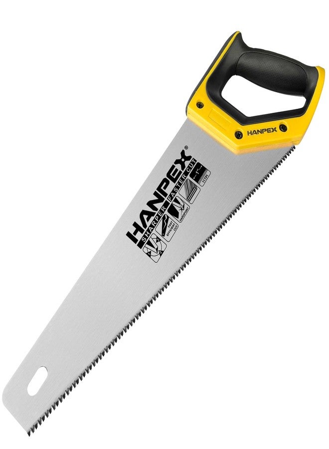 Hanpex 14" Pro Hand Saw, 11 TPI Fine-Cut Handsaw - Sharp Manual Saw Idea for Cutting Wood, Sawing, Gardening, Trimming, Plastic Pipe, Drywall - Image 1