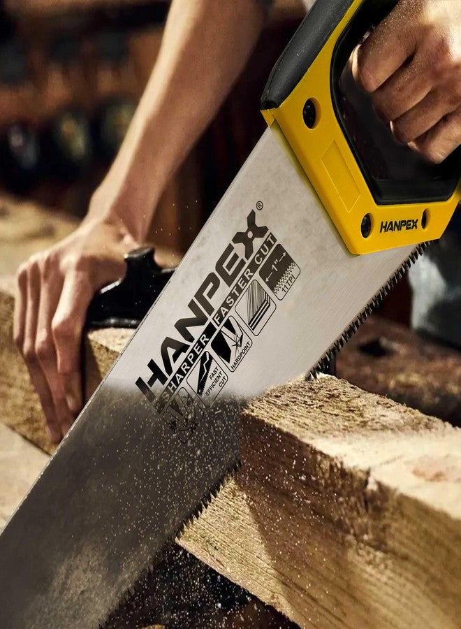 Hanpex 14" Pro Hand Saw, 11 TPI Fine-Cut Handsaw - Sharp Manual Saw Idea for Cutting Wood, Sawing, Gardening, Trimming, Plastic Pipe, Drywall - Image 3