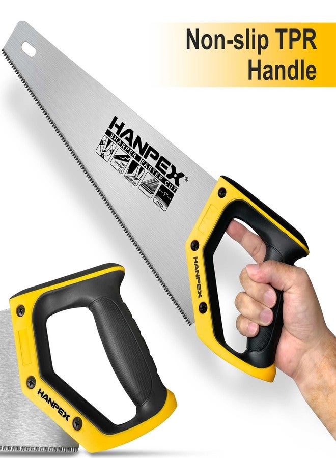 Hanpex 14" Pro Hand Saw, 11 TPI Fine-Cut Handsaw - Sharp Manual Saw Idea for Cutting Wood, Sawing, Gardening, Trimming, Plastic Pipe, Drywall - Image 4