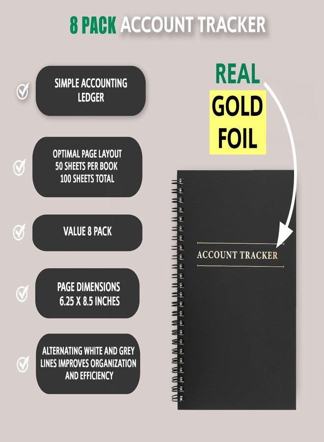 Eryqas 8 Pack Expense Tracker Ledger Book - Finance Book for Home Budget Tracking Expense Ledger for Small Business Bookkeeping (100 Pages 8 Pack) - Image 2