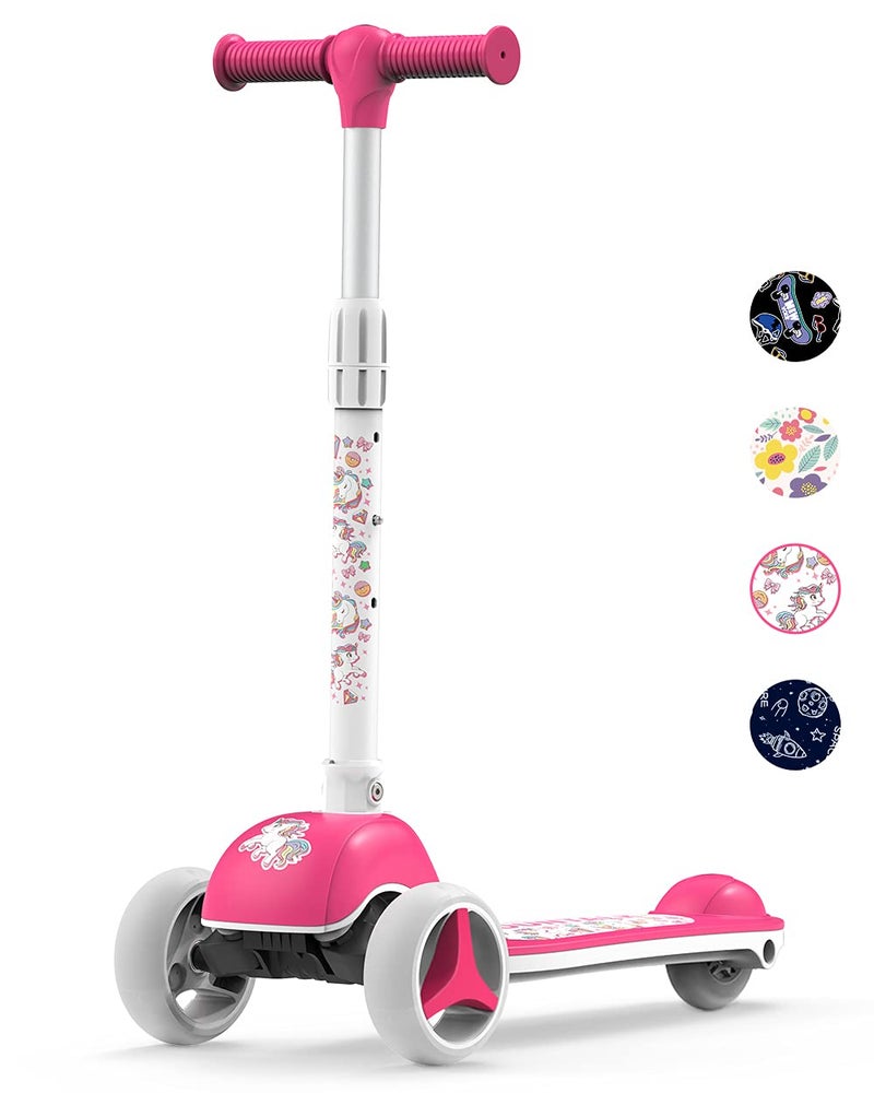 Toddler Scooters for Kids 3557812 Years Old Girls Foldable 3 Wheel Scooter for Kids Ages 612 with Adjustable Heights and Light Up LED Wheels