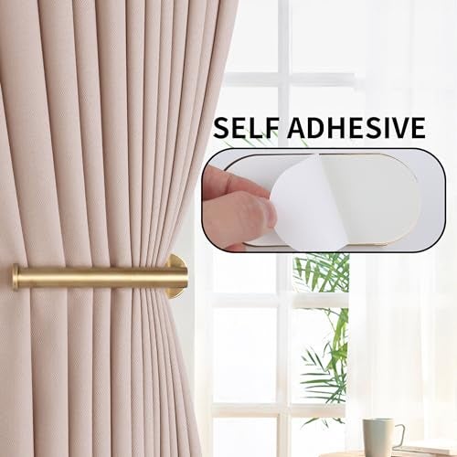 Groleca Adhesive Curtain Holdbacks - 4 Pack No Drill Tie Backs Hooks for Drapes, Damage-Free Wall Mounted Curtain Holders with Strong Adhesive (4, Gold) - Image 3