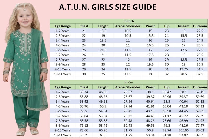 A.T.U.N. (ALL THINGS UBER NICE) Elegant Embroidered Heavy Thread Work 3 Piece Salwar Suit Set with Dupatta for Girls | Traditional Festive Ethnic Wear Party Outfit - Image 5