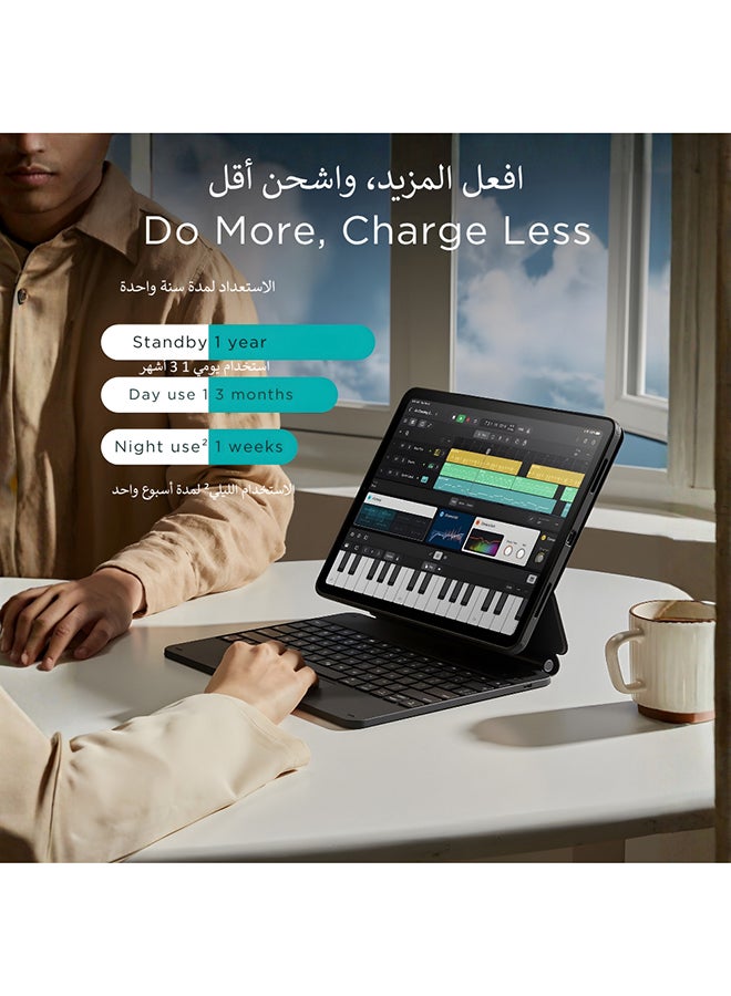 اي اس ار ESR كيبورد آيباد إير 13 إنش (M3/M2, 2025/2024) وآيباد برو 12.9 إنش، حامل عائم سهل التركيب (Cantilever)، لوحة تتبع دقيقة متعددة اللمس، أسود - Image 5