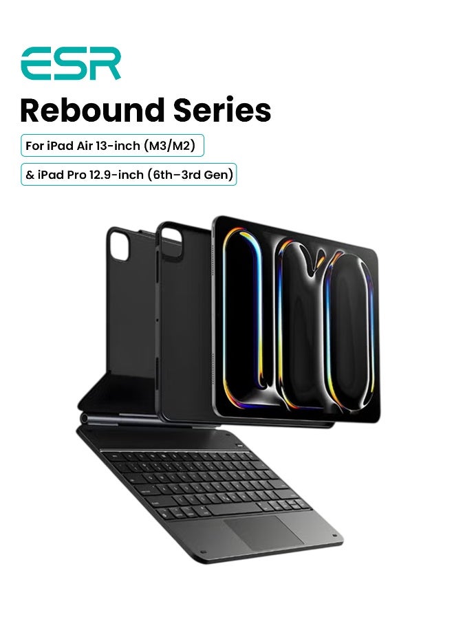 ESR iPad Air 13 Inch Case Keyboard (M3/M2, 2025/2024) & iPad Pro 12.9 inch (6th/5th/5th/3rd) Magic Keyboard, Easy-Set Floating Cantilever Stand, Precision Multi-Touch Trackpad, Rebound Series, Black black - Image 1