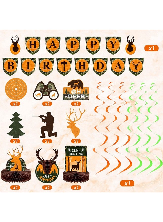 Tatuo 16 Pcs Hunting Birthday Party Decorations Deer Hunting Birthday Party Decorations Camo Birthday Party Decoration Include Hunting Banner Deer Table Centerpiece Honeycomb for Gone Hunting Party Supplies - Image 2