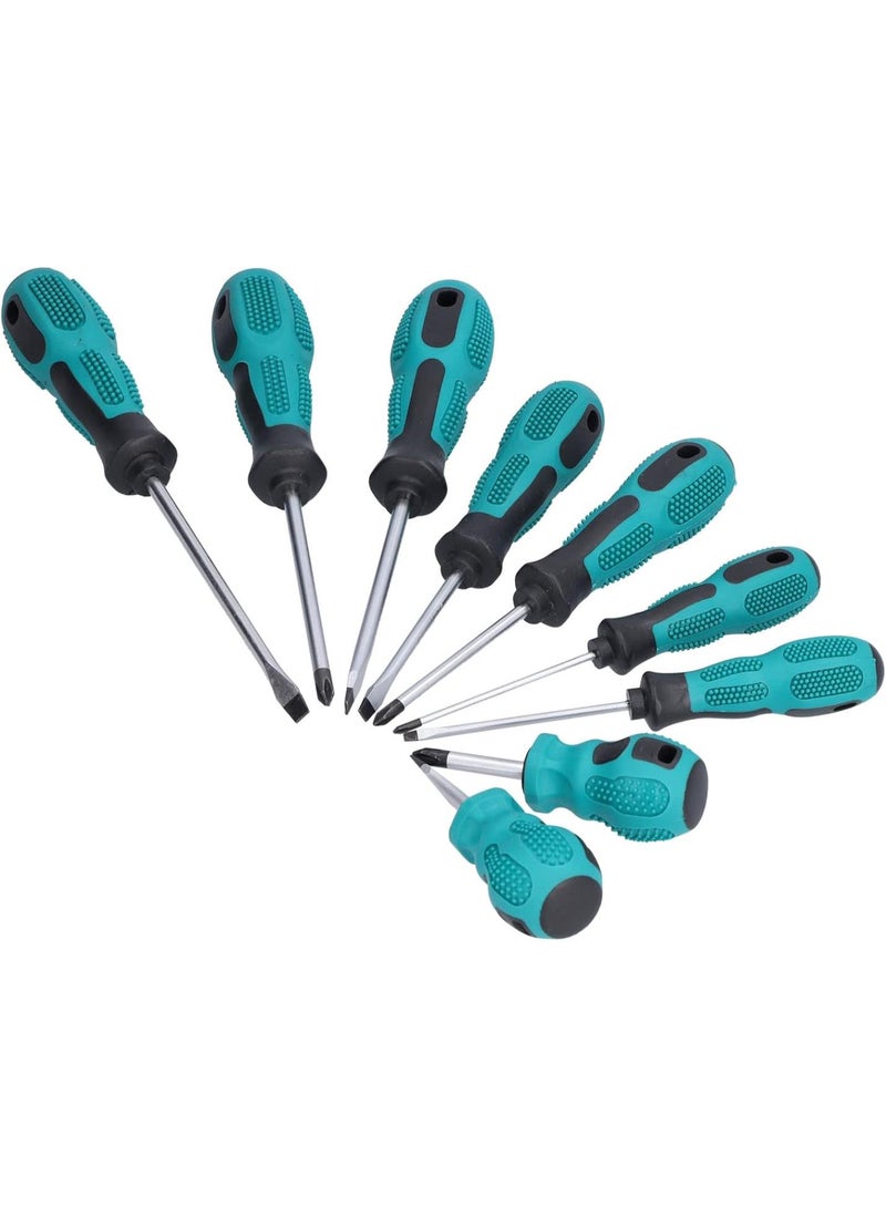 GGOOT 9Pcs Green Handle Screwdriver Set Cross Slotted Flat Head Screwdrivers Kit Repair Hand Hardware Tool for Home Workshop Industrial DIY Furniture Assembly  - Image 3