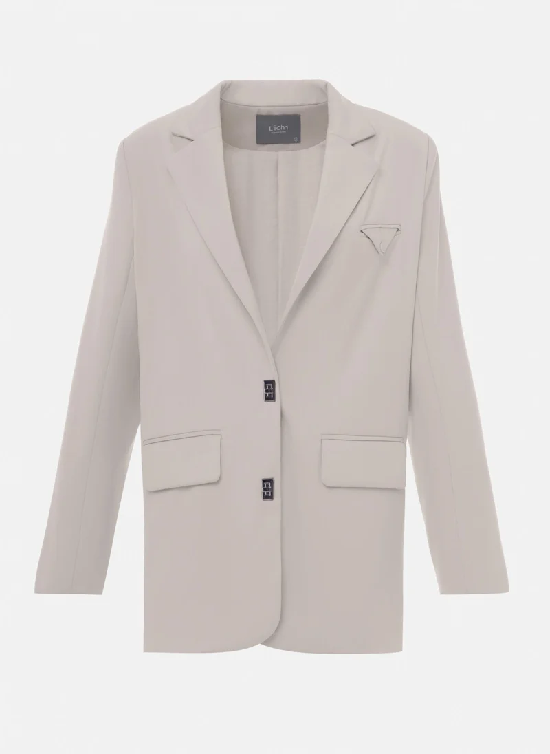 Lichi Oversized single-breasted blazer with metal fastening
