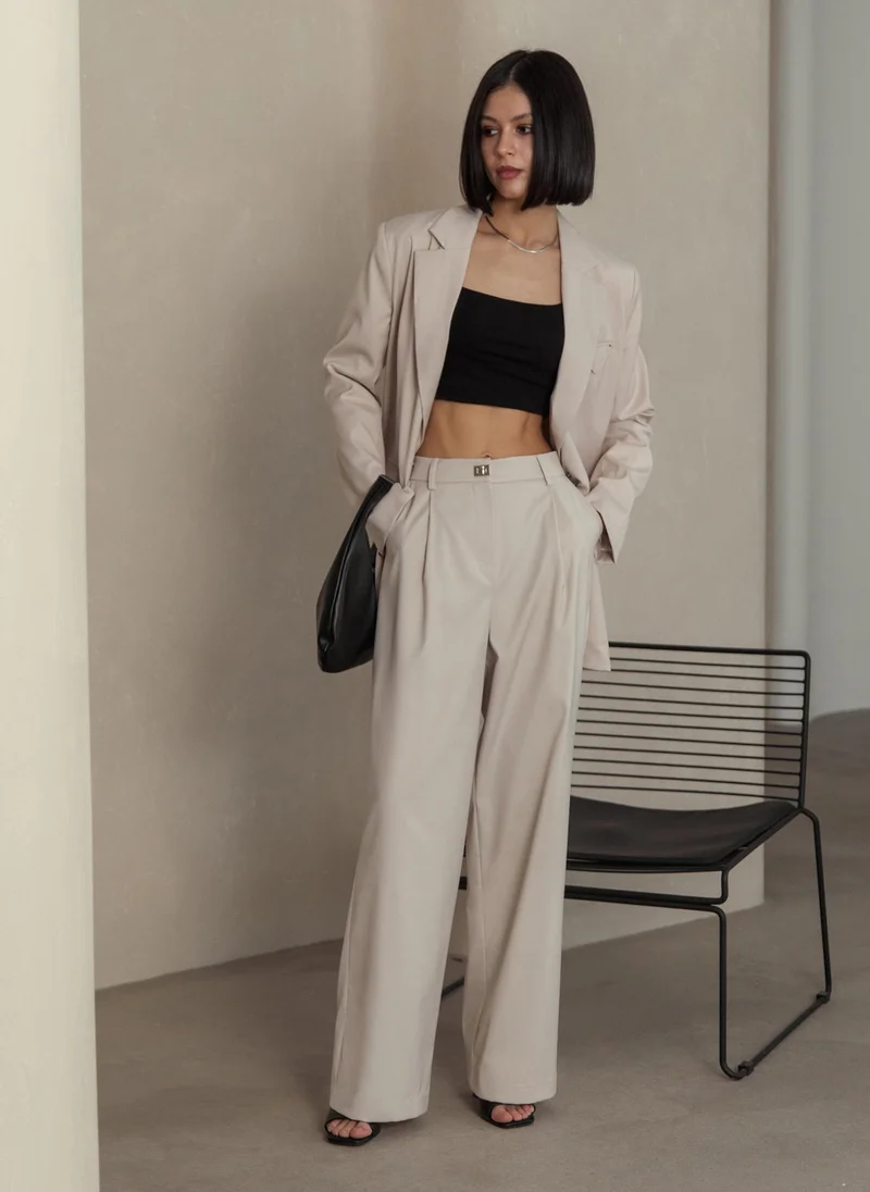 Lichi Oversized single-breasted blazer with metal fastening
