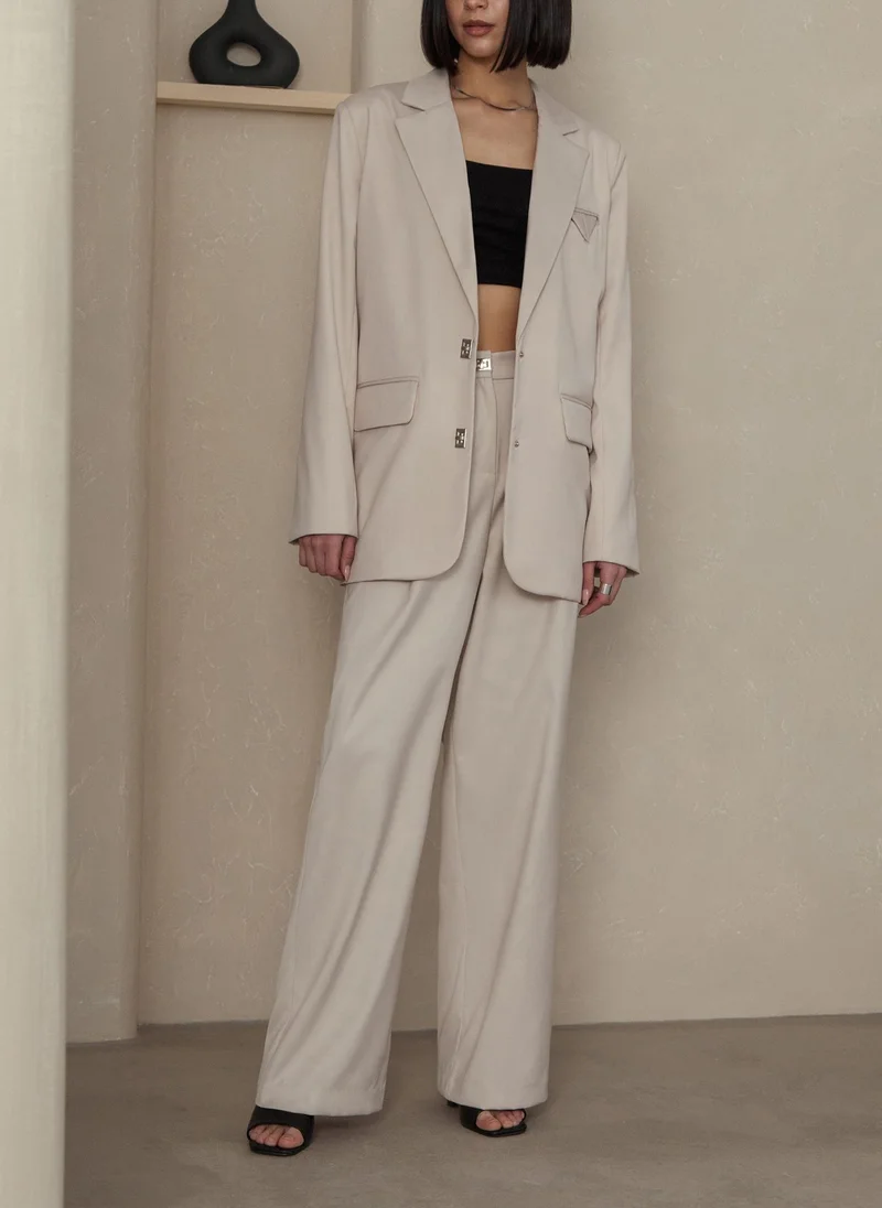 Lichi Oversized single-breasted blazer with metal fastening