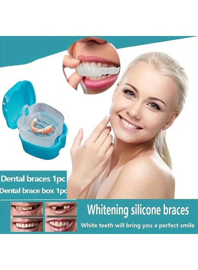 White Adjustable Clip On Denture Set 2pcs With Tooth Socket Box Jaw Model - Image 5