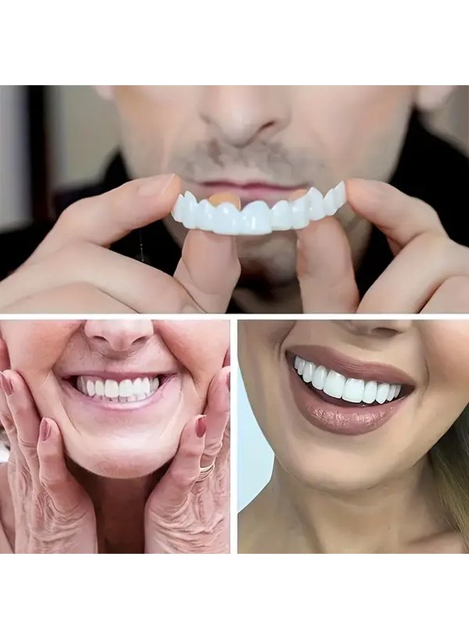 White Adjustable Clip On Denture Set 2pcs With Tooth Socket Box Jaw Model - Image 2
