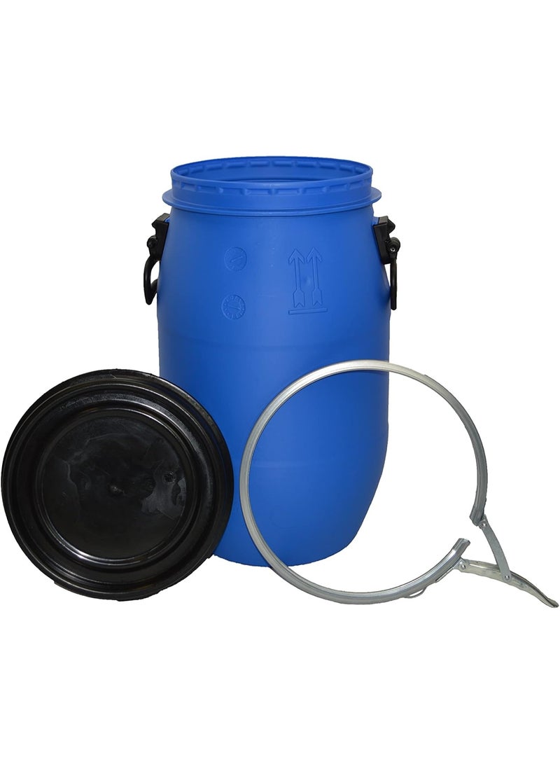 ARTC Industrial Grade 50 Liter Blue Plastic Drum, Open Top Design with Secure Lid and Handles, Suitable for Chemical, Food, Water, and Waste Storage Solutions - Image 3