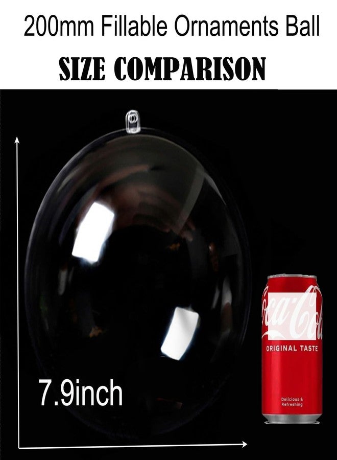 7Queen 200mm/8inch=2PCS Extra Large Clear Plastic Fillable Christmas Ornaments, Modern Shatterproof Baubles for DIY Crafts, Wedding & Party Decor - Image 3