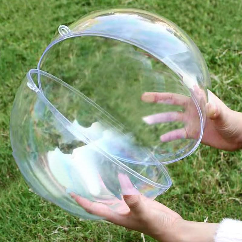 7Queen 200mm/8inch=2PCS Extra Large Clear Plastic Fillable Christmas Ornaments, Modern Shatterproof Baubles for DIY Crafts, Wedding & Party Decor - Image 1